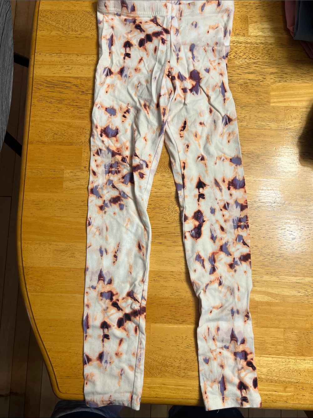 Kids Tie-Dye Leggings - White with Orange & Purple